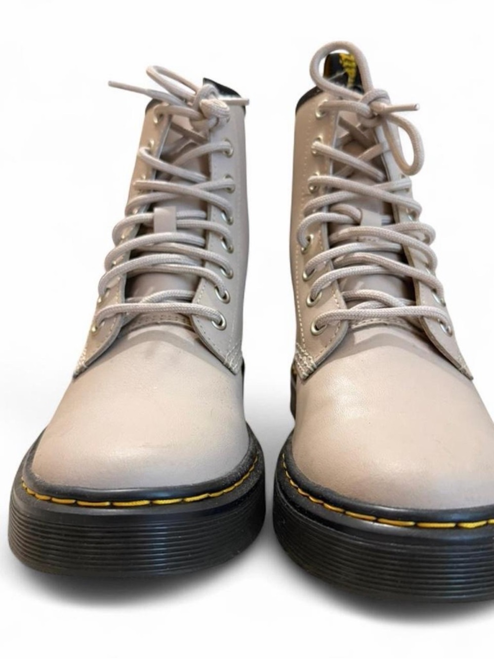 Dr. Martens Women's Lace-Up Beige Leather Boots